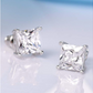 7mm 925 Sterling Silver Square Diamond Stud Earring Mens Womens Princess Cut Earrings