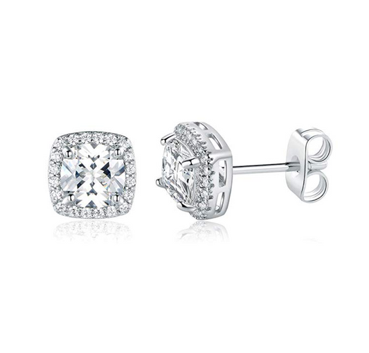 3ct. Silver & Rose Gold Color Metal Alloy Simulated-Diamond Earring Round Stud Earring Men Earring Hip Hop Crystal Earrings Circle Cut