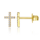 7mm Silver Color Metal Alloy Simulated-Diamonds Cross Earrings Gold Jesus Christian Jewelry Diamond Cross Earring