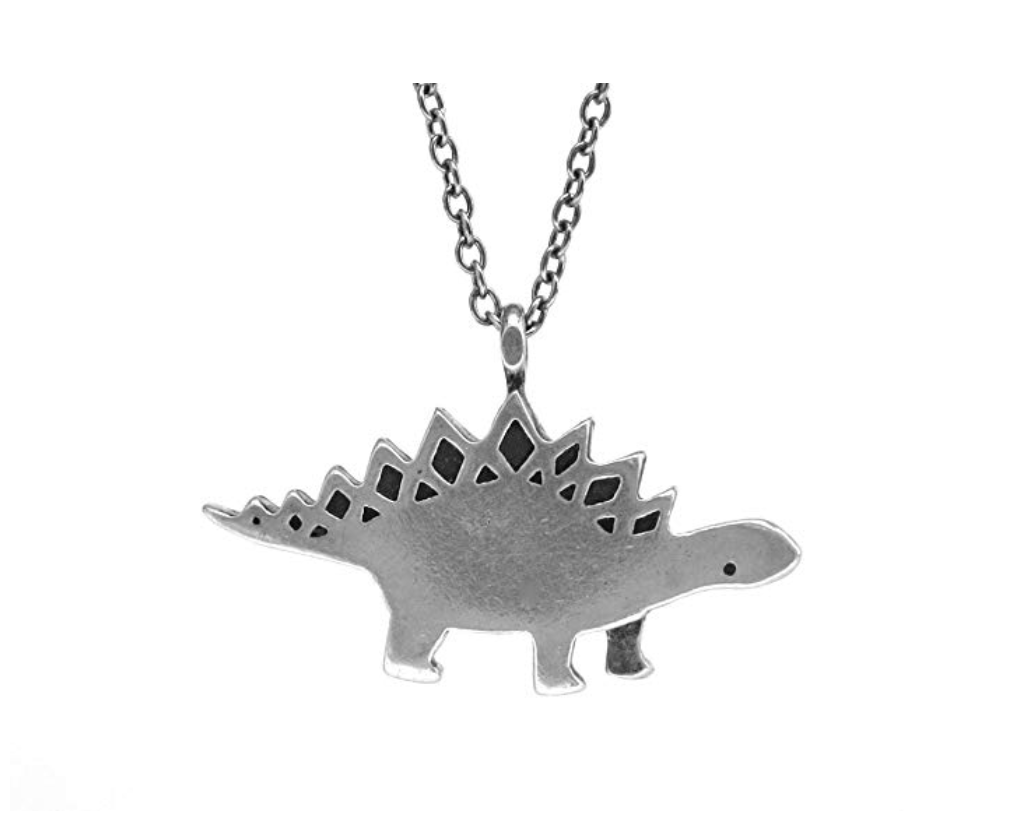 Stegosaurus Silver Dinosaur Necklace Dinosaur Pendant Chain T-rex Jewelry Triceratops 18in.