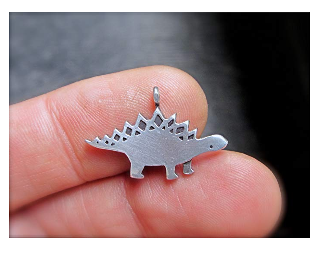Stegosaurus Silver Dinosaur Necklace Dinosaur Pendant Chain T-rex Jewelry Triceratops 18in.