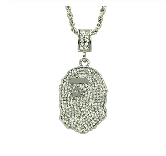 Ape Chain Gorilla Necklace Hip Hop Jewelry Gold Silver Diamonds 24in.