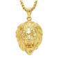 African Lion Necklace Hebrew Israelite Jewelry Lion Head Chain Leo Lion of Judah Necklace Gold Color Metal Alloy 24in.