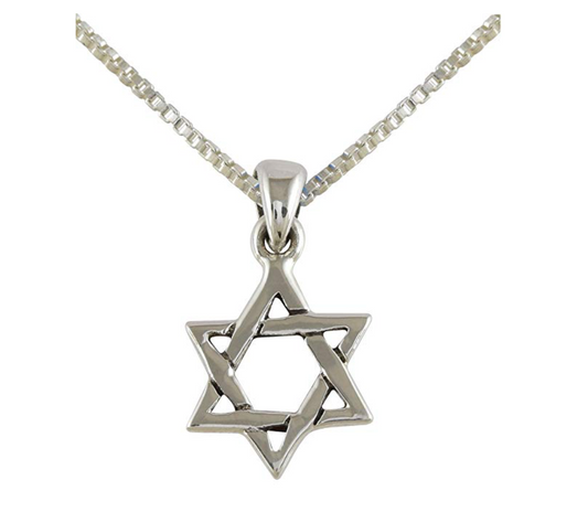 925 Sterling Silver Star of David Necklace Hebrew Israelite Jewish Star Chain Israel Jewelry Judah Pendant 24in.