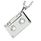 Music Cassette Necklace Silver Color Metal Alloy Tape Pendant Box Chain Old Skool Retro Jewelry 24in
