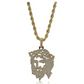 Jesus Face Simulated Diamond Chain Jesus Necklace Piece Hip Hop Jewelry Jesus Face Gold Silver Color Metal Alloy 24in.
