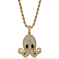 Octopus Necklace Simulated Diamond Octopus Pendant Chain Octopus Iced Out Hip Hop Jewelry Gold Silver Color Metal Alloy 24in.