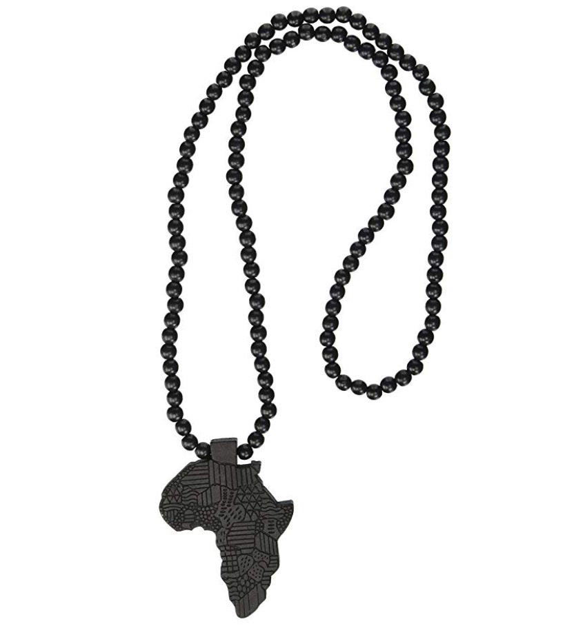 Africa Map Rosary Wooden Beads African Necklace Africa Map Pendant Egyptian 24in.