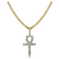Egyptian Ankh Necklace Key Of Life Pendant Ankh Necklace Simulated Diamond African Jewelry Chain Gold Silver Color Metal Alloy 24in.