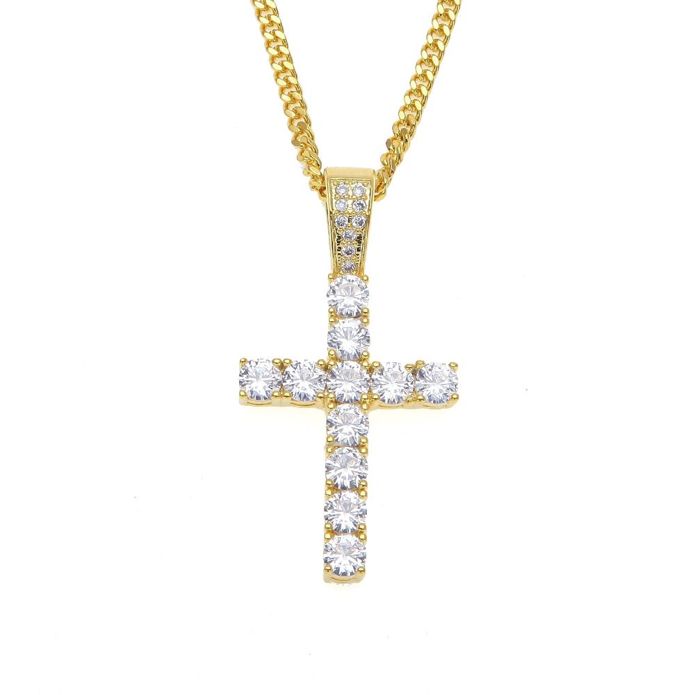 Silver Jesus Cross Pendant Necklace Cross Gold Chain Christian Jewelry Gift Holy Cross Simulated Diamond 24in.